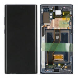 Samsung N975 Galaxy Note 10 Plus LCD Kijelző+Érintőüveg+Keret, Fekete, Aura Black (GH82-20838A, G82-20900A) Service Pack