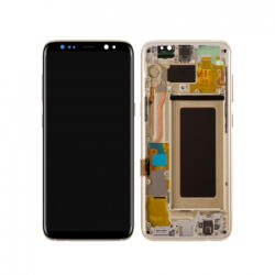 Samsung G950 Galaxy S8 Előlap keret+LCD Kijelző+Érintőüveg Arany, Maple Gold (GH97-20457F, GH97-20458F, GH97-20473F, GH97-20629F) Service Pack