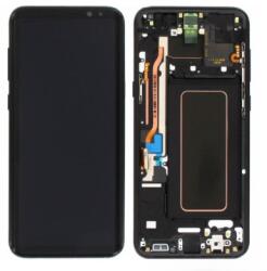 Samsung G955 Galaxy S8 Plus Előlap keret+LCD Kijelző+Érintőüveg (GH97-20470A, GH97-20564A) Fekete, Midnight Black Service Pack