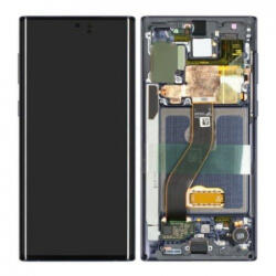 Samsung N970 Galaxy Note 10 LCD Kijelző+Érintőüveg+Keret, Fekete, Aura Black (GH82-20818A, GH82-20817A) Service Pack