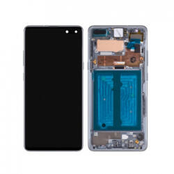 Samsung G977 Galaxy S10 5G LCD Kijelző+Érintőüveg+Előlap Keret, Fekete (GH82-20442B) Service Pack
