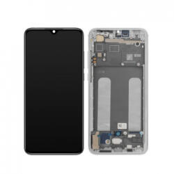 Xiaomi Mi 9 Lite LCD Kijelző+Érintőüveg+Előlap Keret, Fehér, White (560910015033, 5600050F3B00) Gyári, Service pack