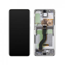 Samsung G985, G986 Galaxy S20+, S20 Plus Előlap keret+LCD Kijelző+Érintőüveg, Fehér (GH82-22134B, GH82-22145B) Service Pack