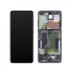Samsung G985, G986 Galaxy S20+, S20 Plus Előlap keret+LCD Kijelző+Érintőüveg, Fekete (GH82-22134A) Service Pack