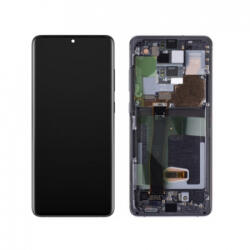 Samsung G988 Galaxy S20 Ultra LCD Kijelző+Érintőüveg+Keret, Fekete (GH82-26032A, GH82-26033A) Service Pack