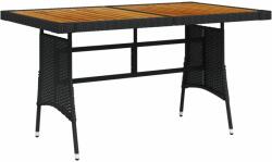vidaXL Masă grădină, negru, 130x70x72 cm, poliratan/lemn masiv acacia (318693)