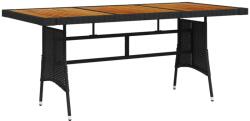 vidaXL Masă de grădină negru 160x70x72 cm poliratan/lemn masiv acacia (318694)