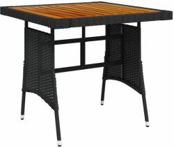 vidaXL Masă de grădină, negru, 70x70x72cm, poliratan&lemn masiv acacia (318692)