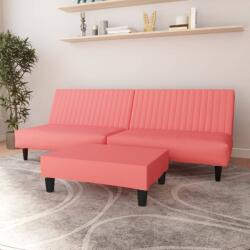 vidaXL Canapea extensibilă cu taburet, 2 locuri, roz, catifea (3081858) Canapea