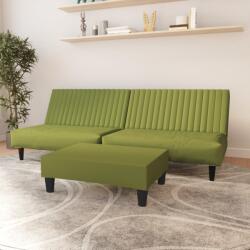 vidaXL Canapea extensibilă cu taburet, 2 locuri, verde deschis catifea (3081857) Canapea