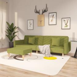 vidaXL Canapea extensibilă 2 locuri, 2 perne&taburet, verde, textil (3081826) Canapea