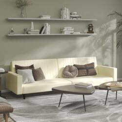 vidaXL Canapea extensibilă cu 2 locuri, crem, piele ecologică (337668) Canapea