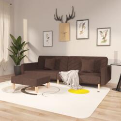 vidaXL Canapea extensibilă 2 locuri, 2 perne&taburet, gri taupe textil (3081829) Canapea