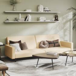 vidaXL Canapea extensibilă cu 2 locuri, crem, catifea (337319) Canapea