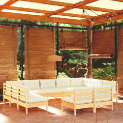 vidaXL Set mobilier grădină cu perne crem, 11 piese, lemn masiv de pin (3097211) - vidaxl