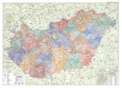 Magyarország falitérkép 140x100 cm Magyarország közigazgatása falitérkép járásokkal Magyarország térkép, poszter