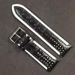  Curea Ceas „Sport Contrast 2F22 - Piele Naturală Neagră cu Margini Albe (24mm) (2F22NM)