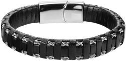 BeSpecial Bratara piele naturala neagra cu inchizatoare si cabluri din inox (BATI0009_21)