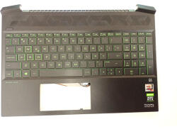 HP Carcasa superioara cu tastatura palmrest Laptop, HP, Pavilion Gaming 15-EC, TPN-Q229, taste verzi (casehp22green-AU0)