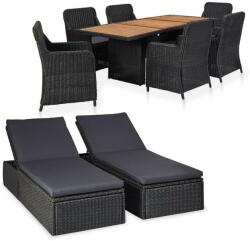 vidaXL 9 részes kültéri polyrattan étkezőgarnitúra 3057806