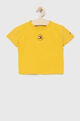 Tommy Hilfiger tricou de bumbac pentru copii culoarea galben, neted PPYY-TSB00F_11X
