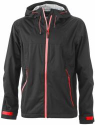 James & Nicholson Férfi softshell kapucnis kabát JN1098 - Fekete / piros | XL (1-JN1098-1725228)
