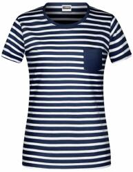 James & Nicholson (Daiber) Női csíkos biopamut póló 8027 - Sötétkék / fehér | 2XL (1-8027-1781708)