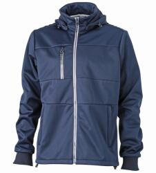 James & Nicholson (Daiber) Férfi sportos softshell kabát JN1078 - Sötétkék / sötétkék / fehér | 2XL (1-JN1078-1714180)