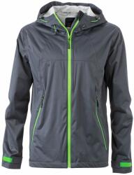 James & Nicholson (Daiber) Férfi softshell kapucnis kabát JN1098 - Acélszürke / zöld | XL (1-JN1098-1725240)