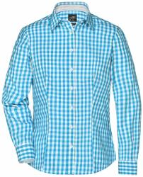 James & Nicholson (Daiber) Női kockás ing JN616 - Türkiz / fehér | 2XL (1-JN616-1699069)