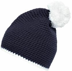 Myrtle Beach (Daiber) Kötött sapka kontrasztos csíkkal és bojttal MB7964 - Sötétkék / fehér | unisex (MB7964-1744436)