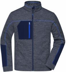 James & Nicholson Férfi fleece pulóver JN1818 - Sötétkék melírozott / sötétkék / királykék | 4XL (1-JN1818-1799809)