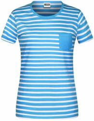 James & Nicholson (Daiber) Női csíkos biopamut póló 8027 - Atlanti kék / fehér | 2XL (1-8027-1781701)