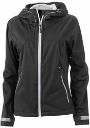 James & Nicholson (Daiber) Női softshell kapucnis kabát JN1097 - Fekete / ezüst | L (1-JN1097-1725188)
