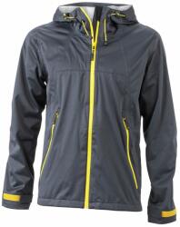 James & Nicholson (Daiber) Férfi softshell kapucnis kabát JN1098 - Acélszürke / sárga | L (1-JN1098-1725251)