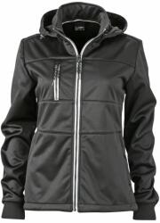 James & Nicholson Női sportos softshell kabát JN1077 - Fekete / fekete / fehér | XL (1-JN1077-1736081)