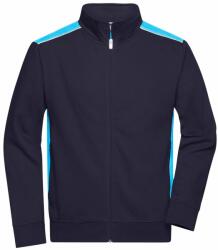 James & Nicholson Férfi pulóver kapucni nélkül JN870 - Sötétkék / türkiz | 3XL (1-JN870-1764335)