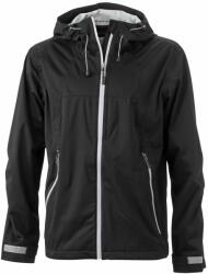 James & Nicholson (Daiber) Férfi softshell kapucnis kabát JN1098 - Fekete / ezüst | L (1-JN1098-1725233)