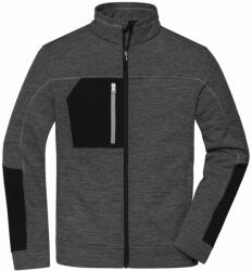 James & Nicholson Férfi fleece pulóver JN1818 - Fekete melírozott / fekete / ezüst | 5XL (1-JN1818-1799790)