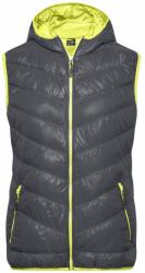 James & Nicholson (Daiber) Könnyű női pelyhes mellény JN1061 - Sötétszürke / sárgászöld | 2XL (1-JN1061-1701335)