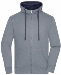 James & Nicholson (Daiber) Férfi cipzáros kapucnis pulóver JN963 - Szürke melírozott / sötétkék | S (1-JN963-1700642)
