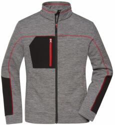 James & Nicholson Női fleece pulóver JN1817 - Sötétszürke melírozott / fekete / piros | 3XL (1-JN1817-1799770)