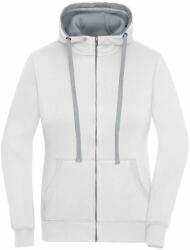 James & Nicholson (Daiber) Női kapucnis cipzáros pulóver JN962 - Off-white / zürke melírozott | XL (1-JN962-1700615)