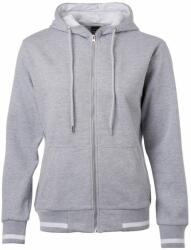 James & Nicholson (Daiber) Club női cipzáros kapucnis felső JN775 - Szürke melírozott / fehér | 2XL (1-JN775-1767452)
