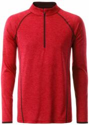 James & Nicholson (Daiber) Férfi funkcionális hosszú ujjú felső JN498 - Piros melírozott / titán | M (1-JN498-1752356)
