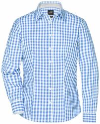 James & Nicholson (Daiber) Női kockás ing JN616 - Jégkék / fehér | L (1-JN616-1709304)