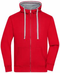 James & Nicholson (Daiber) Férfi cipzáros kapucnis pulóver JN963 - Piros / szürke melírozott | L (1-JN963-1700662)