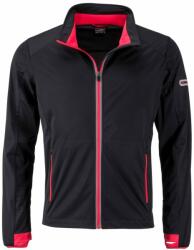 James & Nicholson (Daiber) Férfi sportos softshell kabát JN1126 - Fekete / világospiros | S (1-JN1126-1745829)