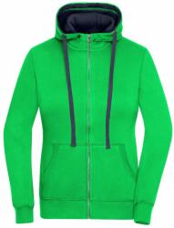 James & Nicholson (Daiber) Női kapucnis cipzáros pulóver JN962 - Zöld / sötétkék | 2XL (1-JN962-1700601)