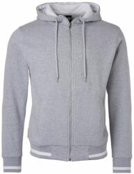 James & Nicholson (Daiber) Club férfi cipzáros kapucnis felső JN776 - Szürke melírozott / fehér | 3XL (1-JN776-1767484)